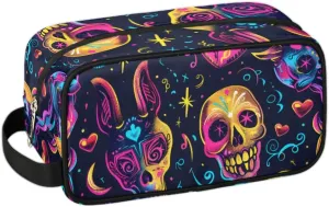 Travel Toiletry Bag for Women Men Colorful Skull Hanging Cosmetic Bag Waterproof Makeup Bag for Shaving Makeup Toothbrush & Travel Essentials