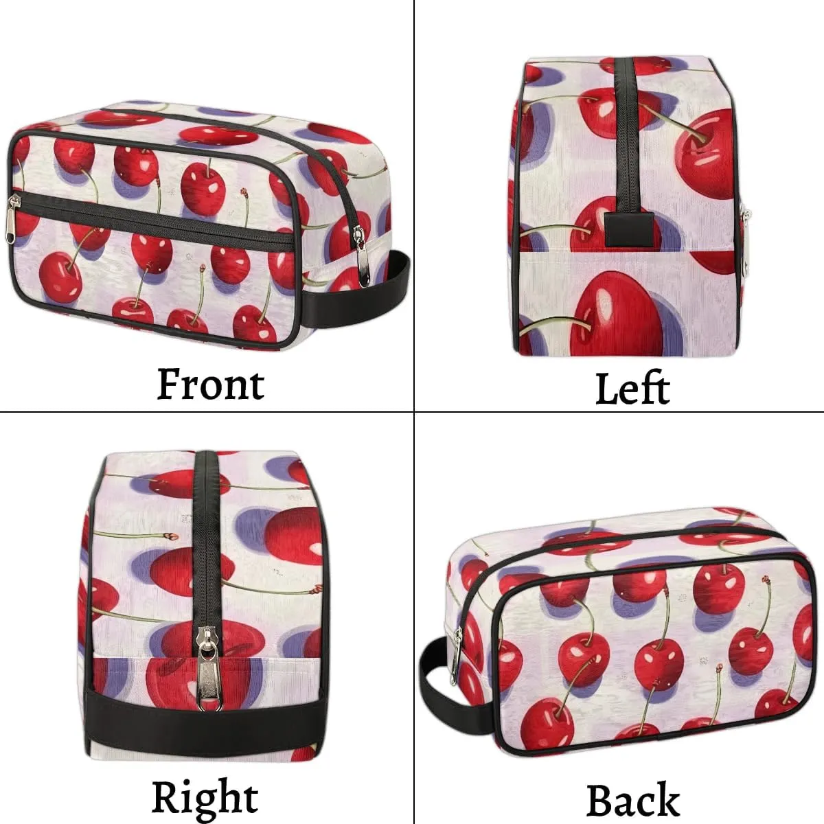 Travel Toiletry Bag for Women Men Cute Cherry Print Hanging Cosmetic Bag Waterproof Makeup Bag for Shaving Makeup Toothbrush & Travel Essentials