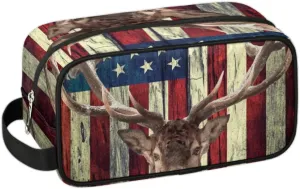 Travel Toiletry Bag for Women Men Deer Stars Stripes Hanging Cosmetic Bag Waterproof Makeup Bag for Shaving Makeup Toothbrush & Travel Essentials