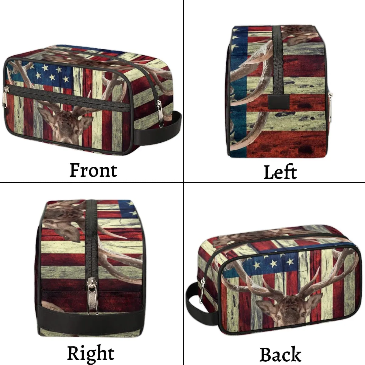 Travel Toiletry Bag for Women Men Deer Stars Stripes Hanging Cosmetic Bag Waterproof Makeup Bag for Shaving Makeup Toothbrush & Travel Essentials