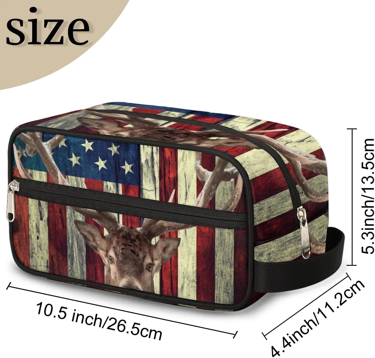 Travel Toiletry Bag for Women Men Deer Stars Stripes Hanging Cosmetic Bag Waterproof Makeup Bag for Shaving Makeup Toothbrush & Travel Essentials