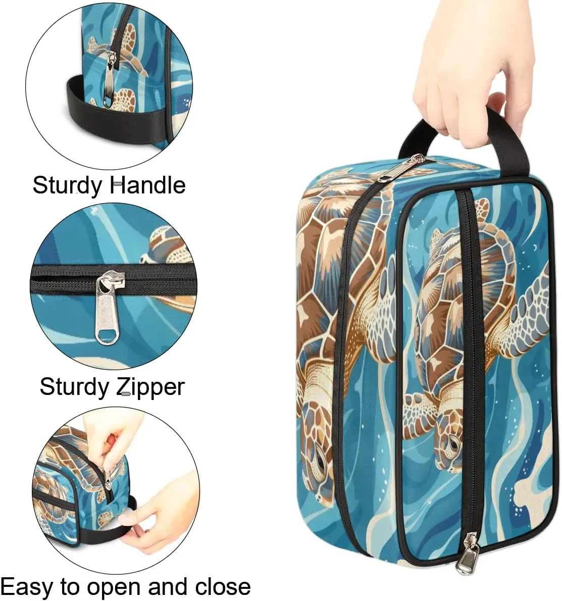 Travel Toiletry Bag for Women Men Ocean Sea Turtle Hanging Cosmetic Bag Waterproof Makeup Bag for Shaving Makeup Toothbrush & Travel Essentials