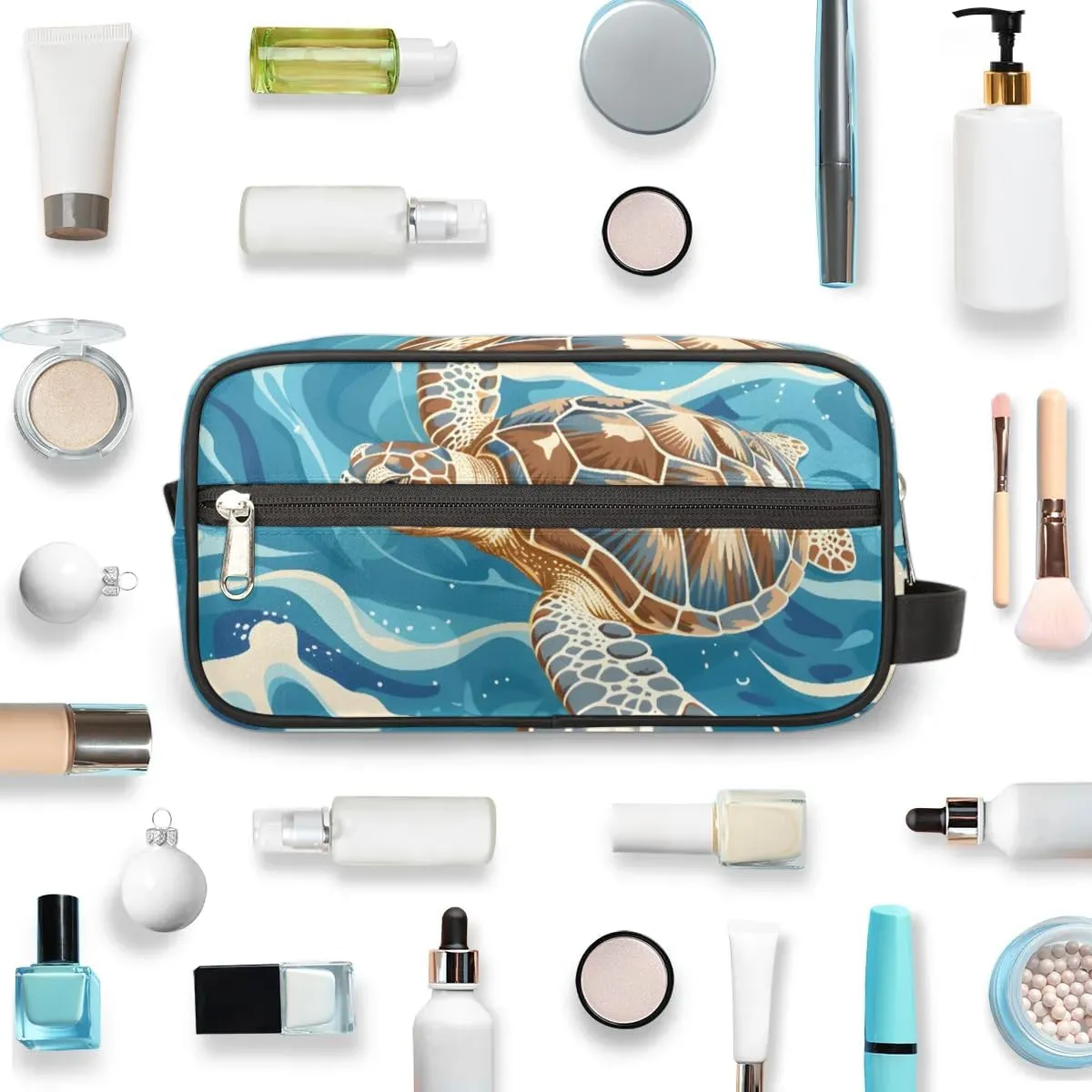 Travel Toiletry Bag for Women Men Ocean Sea Turtle Hanging Cosmetic Bag Waterproof Makeup Bag for Shaving Makeup Toothbrush & Travel Essentials