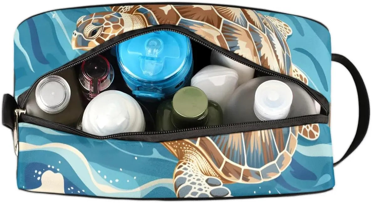 Travel Toiletry Bag for Women Men Ocean Sea Turtle Hanging Cosmetic Bag Waterproof Makeup Bag for Shaving Makeup Toothbrush & Travel Essentials