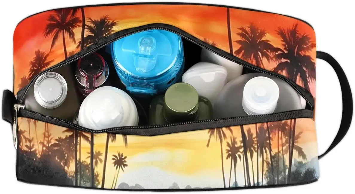 Travel Toiletry Bag for Women Men Palm Tree Hanging Cosmetic Bag Waterproof Makeup Bag for Shaving Makeup Toothbrush & Travel Essentials
