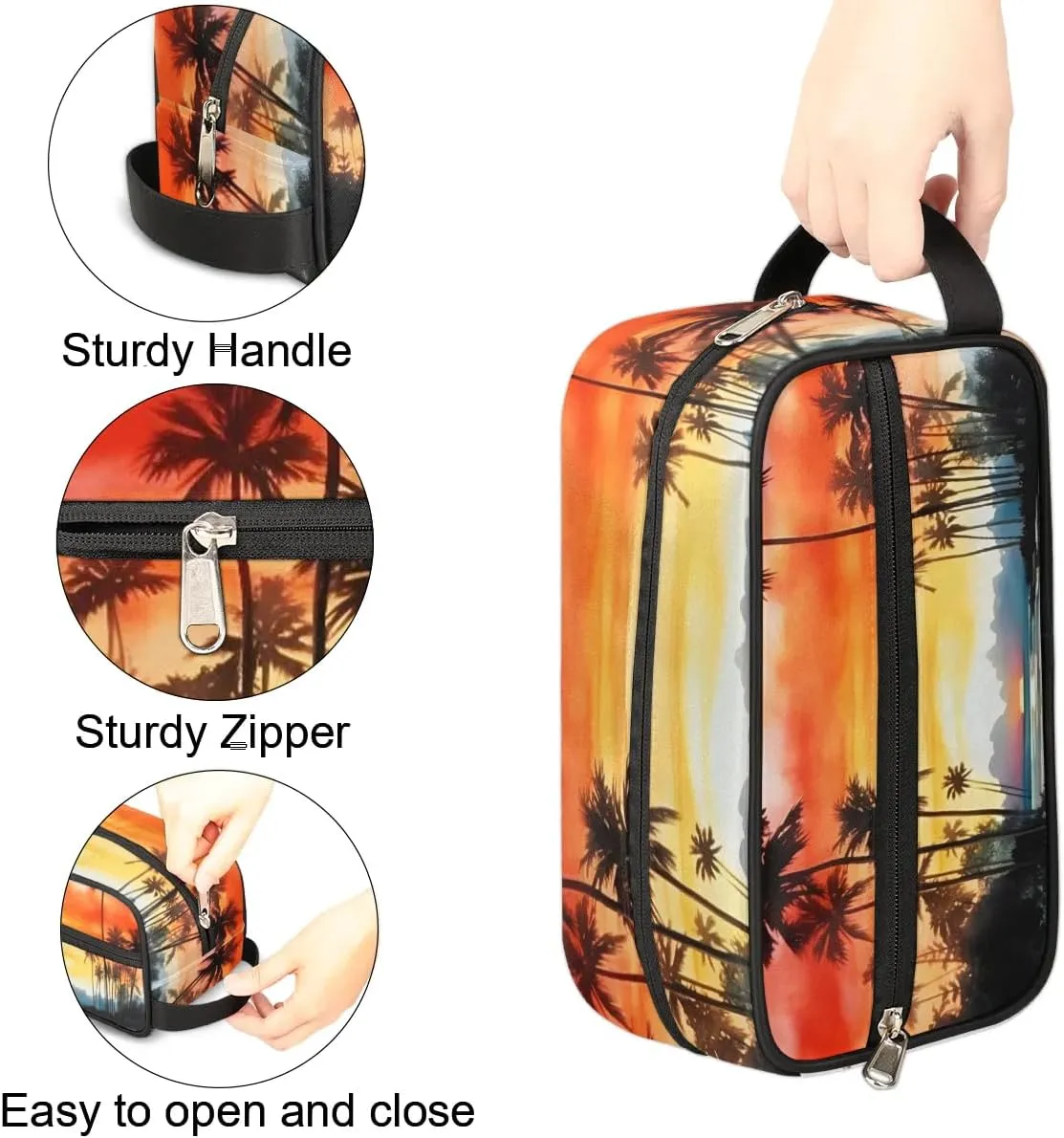 Travel Toiletry Bag for Women Men Palm Tree Hanging Cosmetic Bag Waterproof Makeup Bag for Shaving Makeup Toothbrush & Travel Essentials