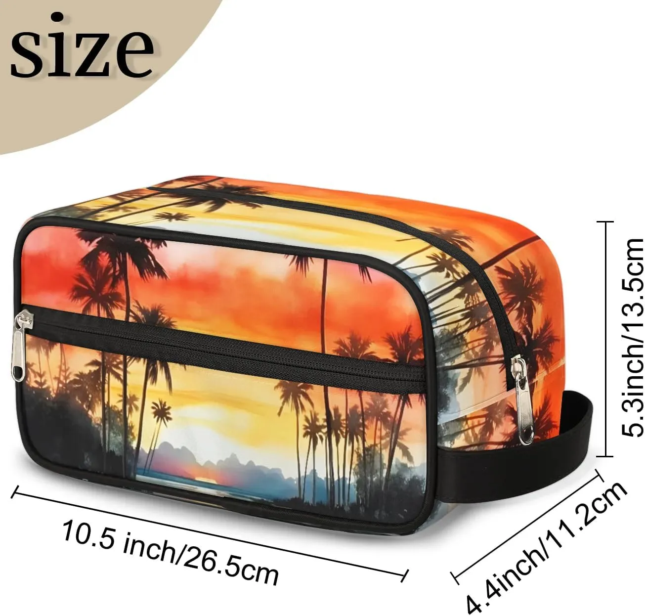 Travel Toiletry Bag for Women Men Palm Tree Hanging Cosmetic Bag Waterproof Makeup Bag for Shaving Makeup Toothbrush & Travel Essentials