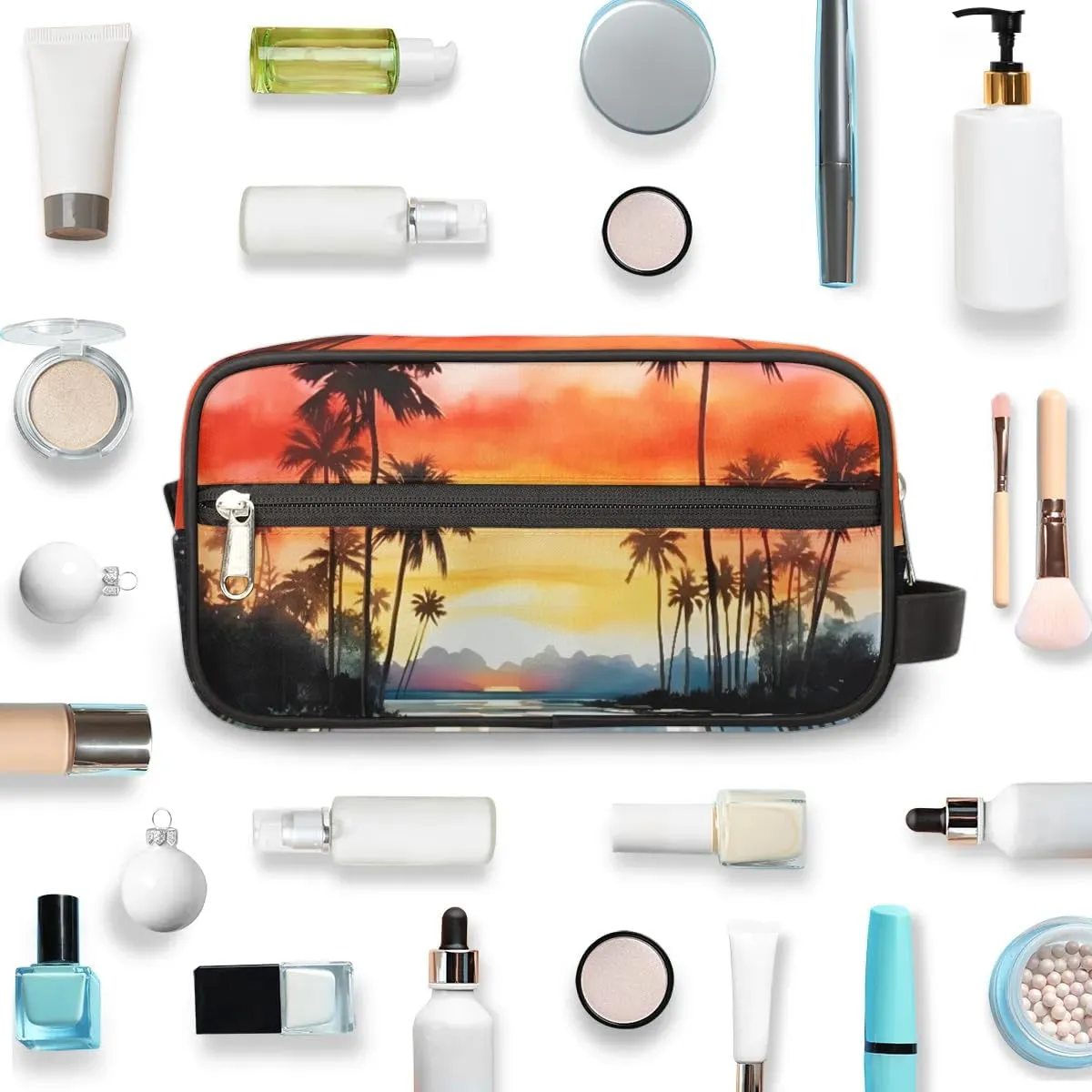 Travel Toiletry Bag for Women Men Palm Tree Hanging Cosmetic Bag Waterproof Makeup Bag for Shaving Makeup Toothbrush & Travel Essentials