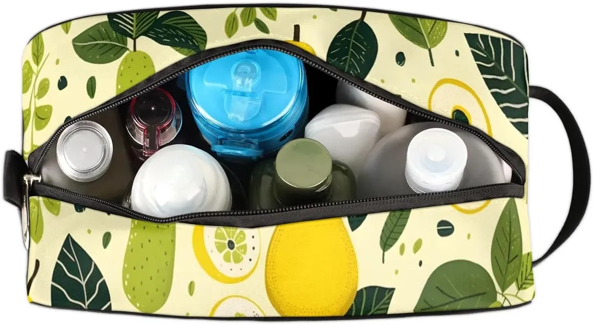 Travel Toiletry Bag for Women Men Pear Lemon Leaves Hanging Cosmetic Bag Waterproof Makeup Bag for Shaving Makeup Toothbrush & Travel Essentials