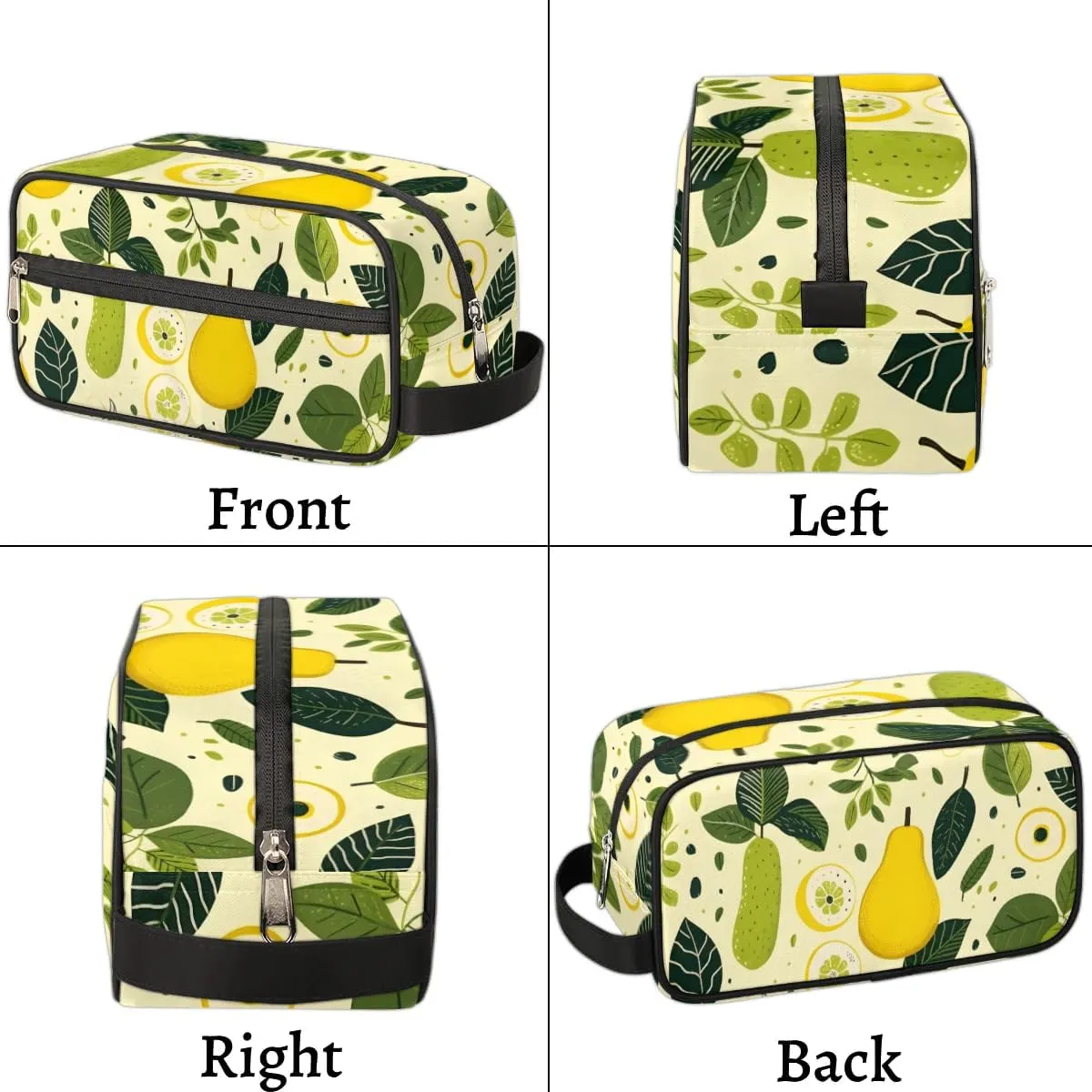 Travel Toiletry Bag for Women Men Pear Lemon Leaves Hanging Cosmetic Bag Waterproof Makeup Bag for Shaving Makeup Toothbrush & Travel Essentials