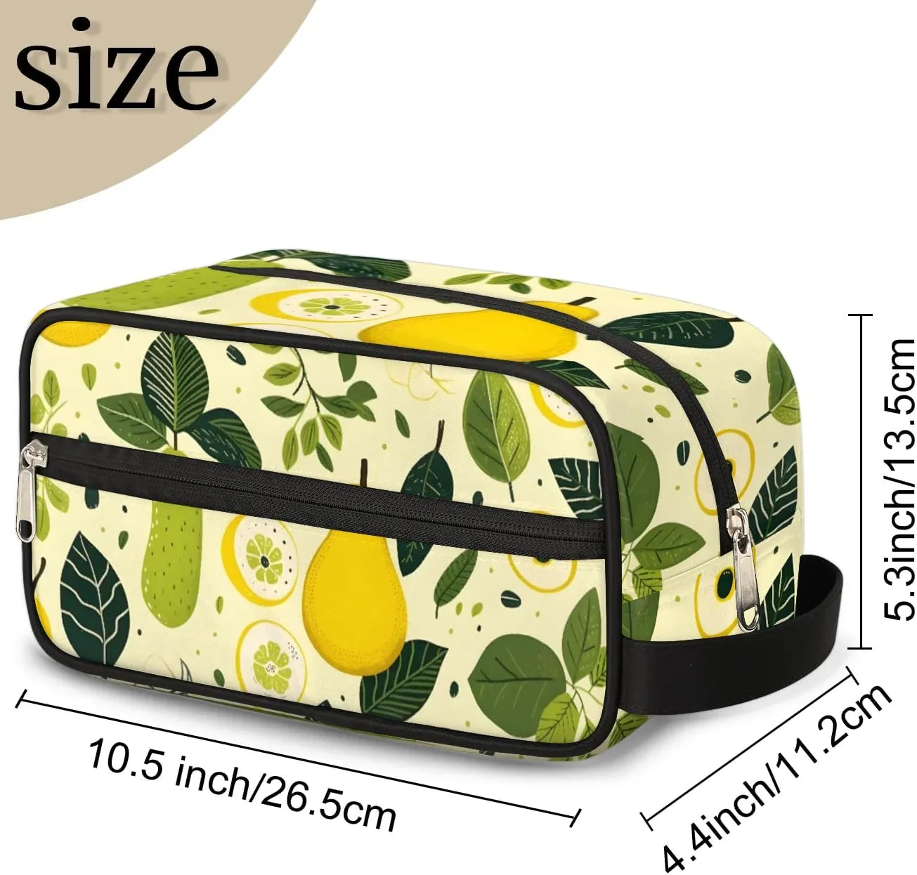 Travel Toiletry Bag for Women Men Pear Lemon Leaves Hanging Cosmetic Bag Waterproof Makeup Bag for Shaving Makeup Toothbrush & Travel Essentials