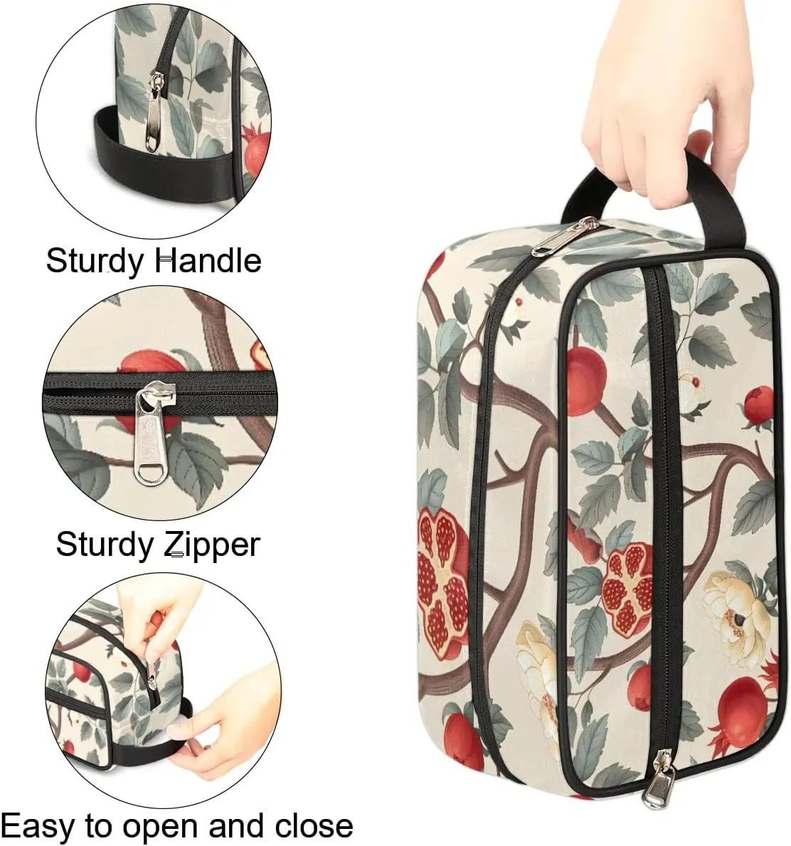 Travel Toiletry Bag for Women Men Pomegranate Tree Flower Hanging Cosmetic Bag Waterproof Makeup Bag for Shaving Makeup Toothbrush & Travel Essentials
