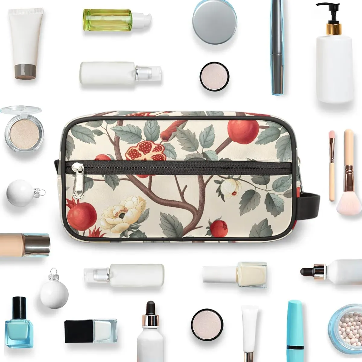 Travel Toiletry Bag for Women Men Pomegranate Tree Flower Hanging Cosmetic Bag Waterproof Makeup Bag for Shaving Makeup Toothbrush & Travel Essentials