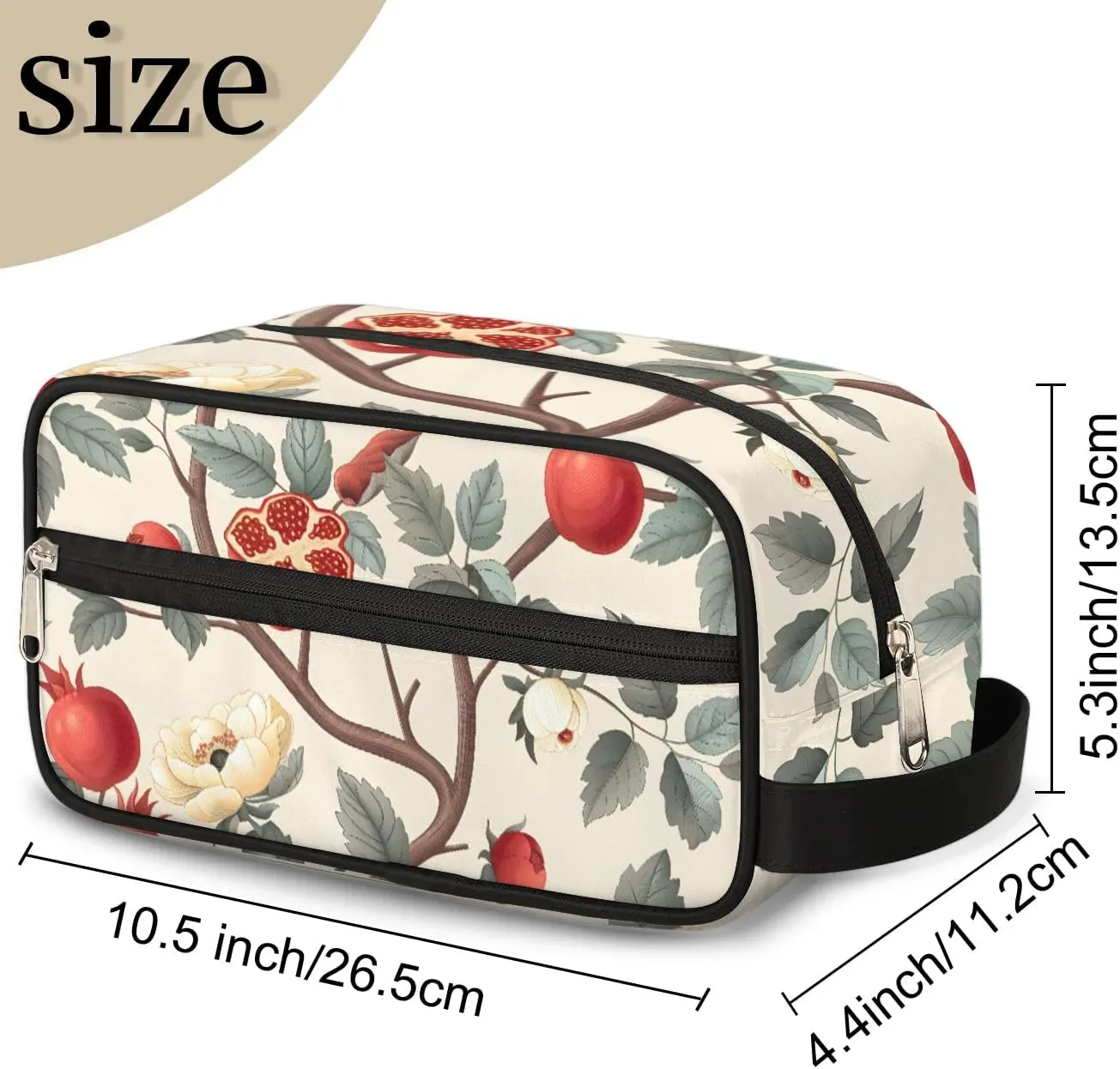 Travel Toiletry Bag for Women Men Pomegranate Tree Flower Hanging Cosmetic Bag Waterproof Makeup Bag for Shaving Makeup Toothbrush & Travel Essentials