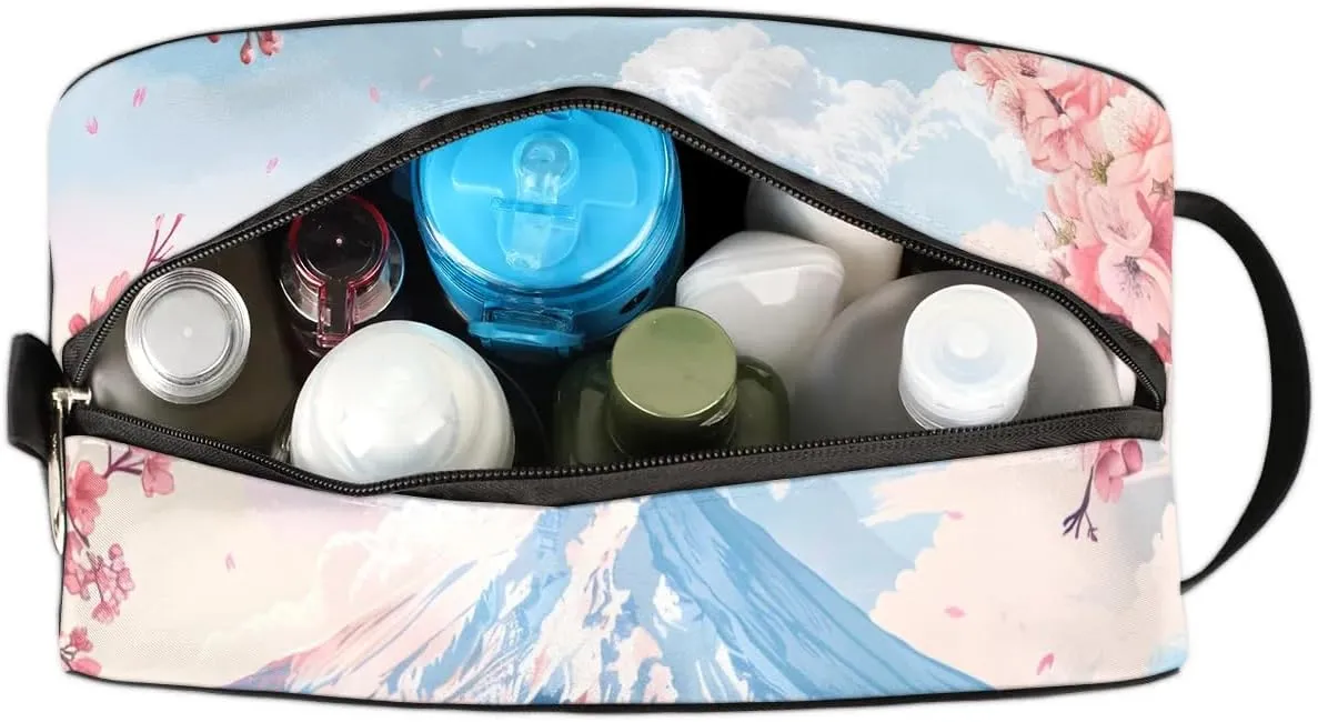 Travel Toiletry Bag for Women Men Snow Mountain Flower Hanging Cosmetic Bag Waterproof Makeup Bag for Shaving Makeup Toothbrush & Travel Essentials