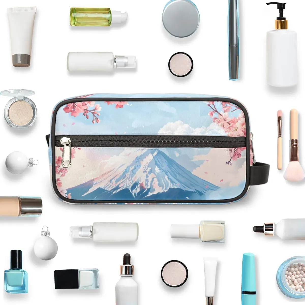 Travel Toiletry Bag for Women Men Snow Mountain Flower Hanging Cosmetic Bag Waterproof Makeup Bag for Shaving Makeup Toothbrush & Travel Essentials