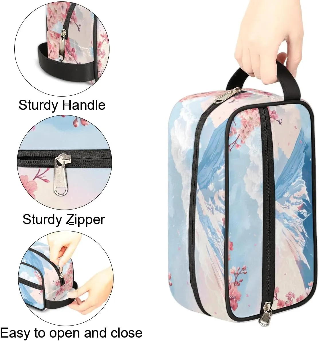 Travel Toiletry Bag for Women Men Snow Mountain Flower Hanging Cosmetic Bag Waterproof Makeup Bag for Shaving Makeup Toothbrush & Travel Essentials