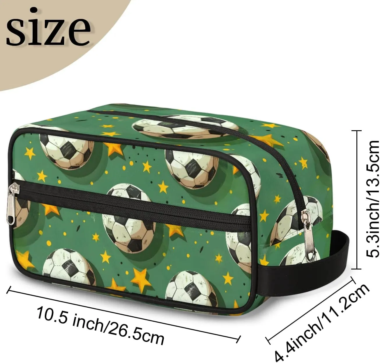 Travel Toiletry Bag for Women Men Soccer Star Print Hanging Cosmetic Bag Waterproof Makeup Bag for Shaving Makeup Toothbrush & Travel Essentials