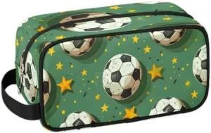 Travel Toiletry Bag for Women Men Soccer Star Print Hanging Cosmetic Bag Waterproof Makeup Bag for Shaving Makeup Toothbrush & Travel Essentials