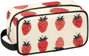 Travel Toiletry Bag for Women Men Strawberries Prints Hanging Cosmetic Bag Waterproof Makeup Bag for Shaving Makeup Toothbrush & Travel Essentials