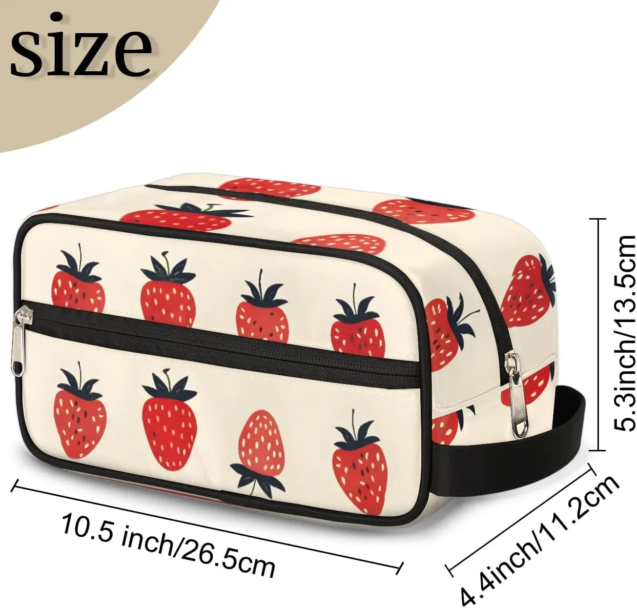 Travel Toiletry Bag for Women Men Strawberries Prints Hanging Cosmetic Bag Waterproof Makeup Bag for Shaving Makeup Toothbrush & Travel Essentials