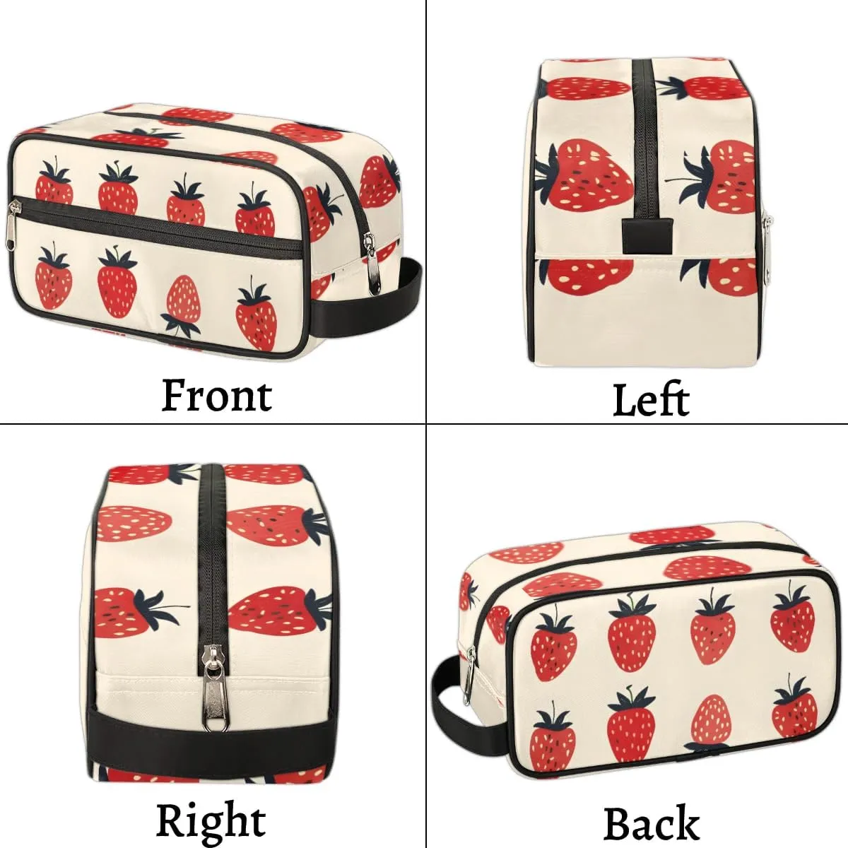 Travel Toiletry Bag for Women Men Strawberries Prints Hanging Cosmetic Bag Waterproof Makeup Bag for Shaving Makeup Toothbrush & Travel Essentials