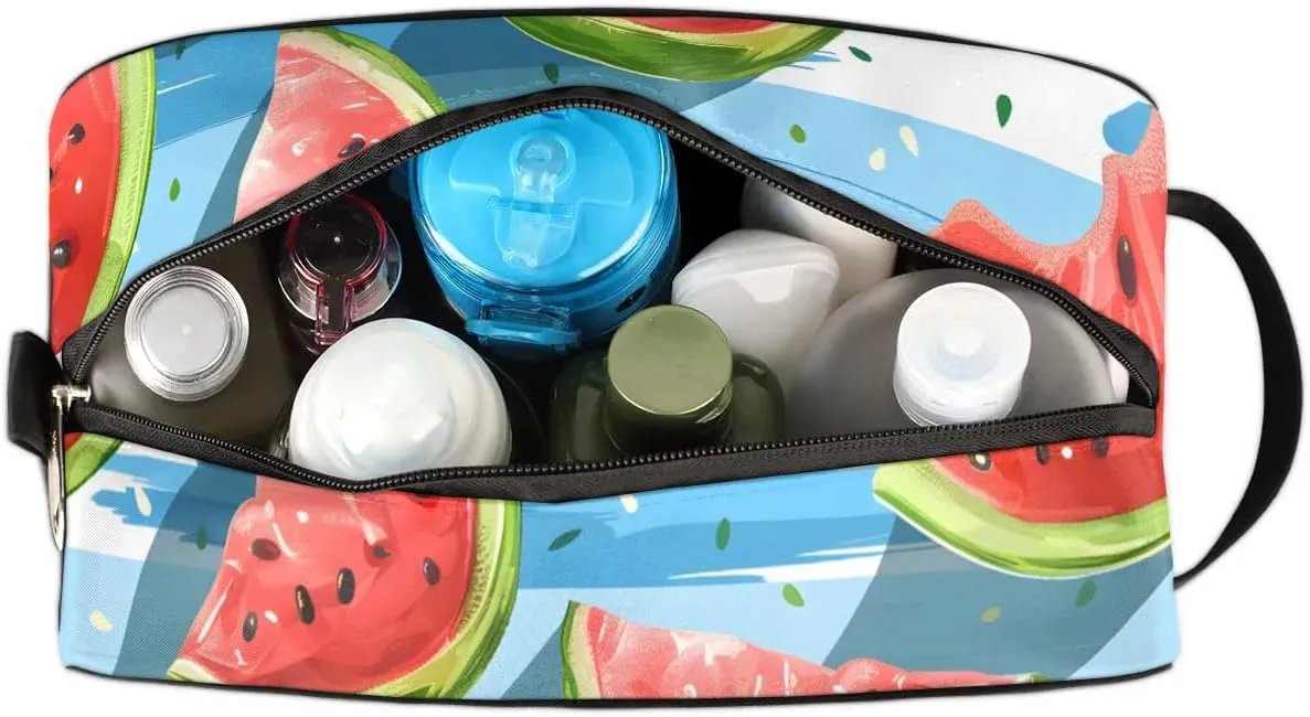 Travel Toiletry Bag for Women Men Summer Watermelon Slice Hanging Cosmetic Bag Waterproof Makeup Bag for Shaving Makeup Toothbrush & Travel Essentials