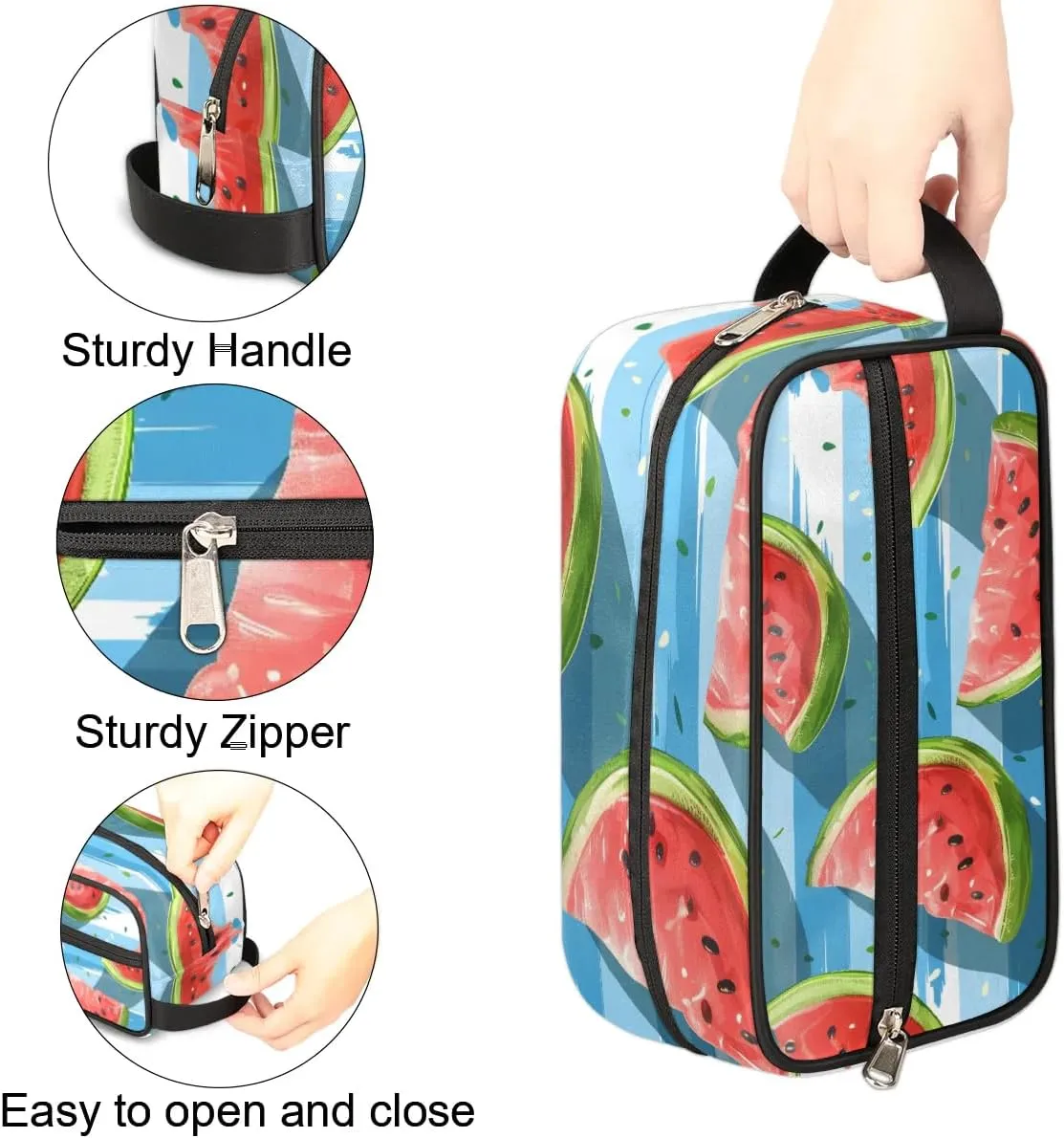 Travel Toiletry Bag for Women Men Summer Watermelon Slice Hanging Cosmetic Bag Waterproof Makeup Bag for Shaving Makeup Toothbrush & Travel Essentials