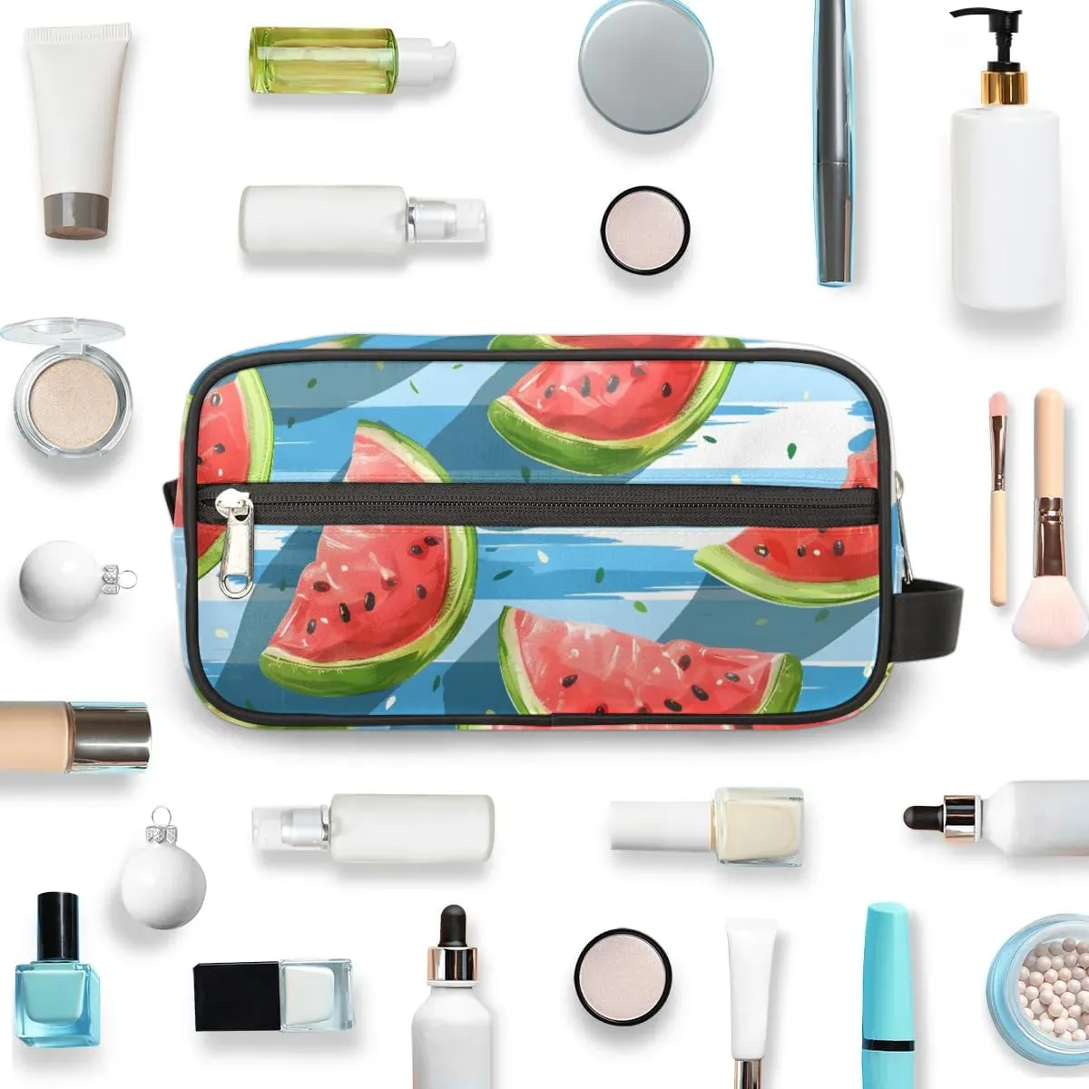 Travel Toiletry Bag for Women Men Summer Watermelon Slice Hanging Cosmetic Bag Waterproof Makeup Bag for Shaving Makeup Toothbrush & Travel Essentials