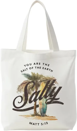Tropical Summer Christian Tote Bag, You are Salt of the Earth Coastal Beach Canvas Tote Bags for Women, Gifts for a Beach Lover, Christian Gifts for Women, Reusable Grocery Bags Shopping Bags