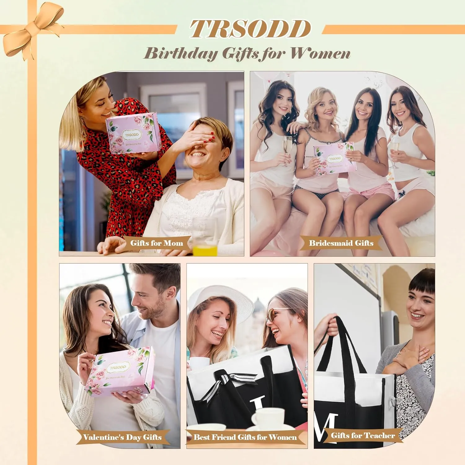 TRSODD Birthday Gifts for Women Mothers Day Gifts for Mom Wife Grandma Daughter Sister Teacher Bridesmaid Tote Bag and Makeup Bag T