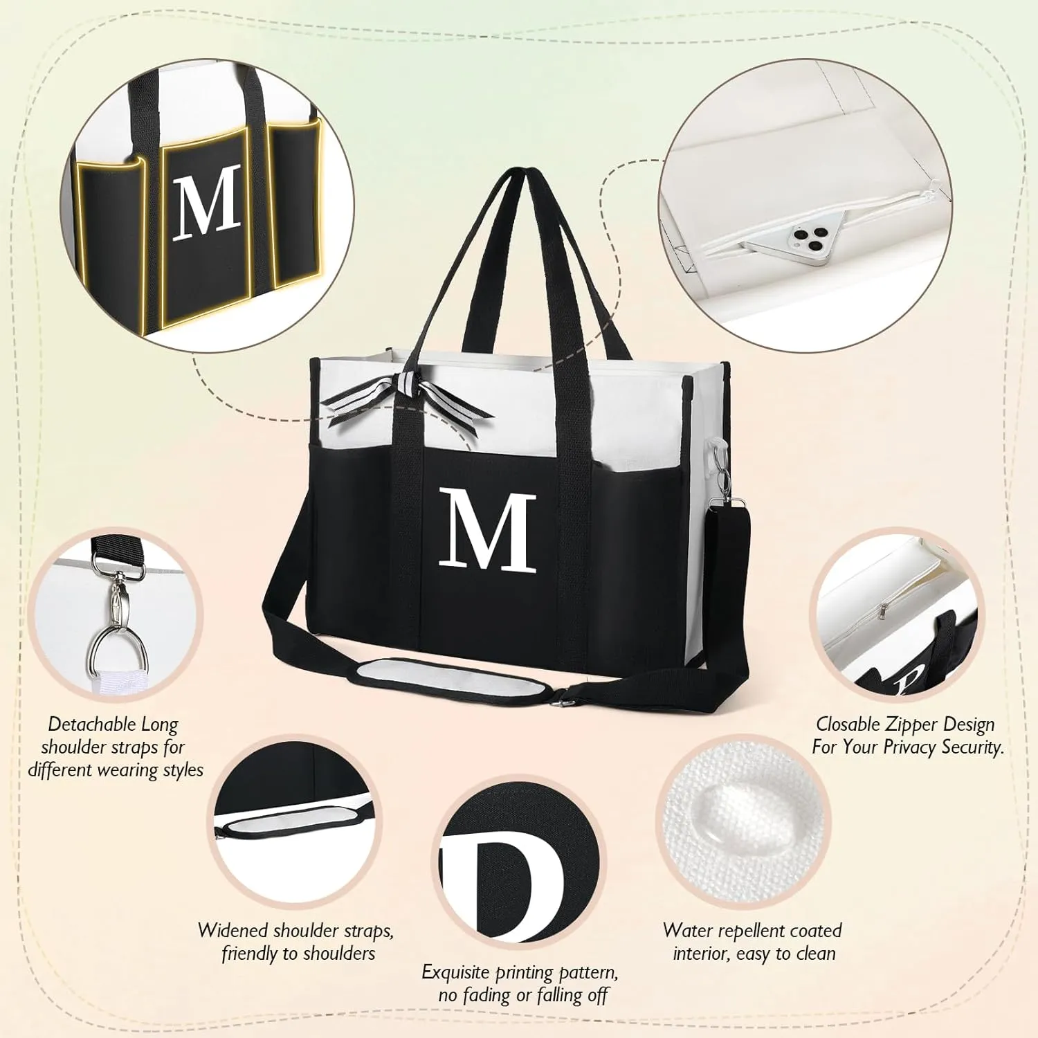 TRSODD Birthday Gifts for Women Mothers Day Gifts for Mom Wife Grandma Daughter Sister Teacher Bridesmaid Tote Bag and Makeup Bag T