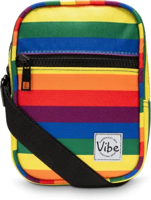 Vibe Festival Gear Small Crossbody Sling Bag for Women Men 5in1 Multi-Use from (rPET) Recycled Polyester Belt Bag Cross Body Backpack Fanny Pack Purse - Rainbow