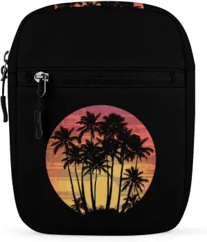 Vintage Hawaii Sunset Palm Trees Small Crossbody Bags Mini Shoulder Bag Travel Messenger Bag for Men Women