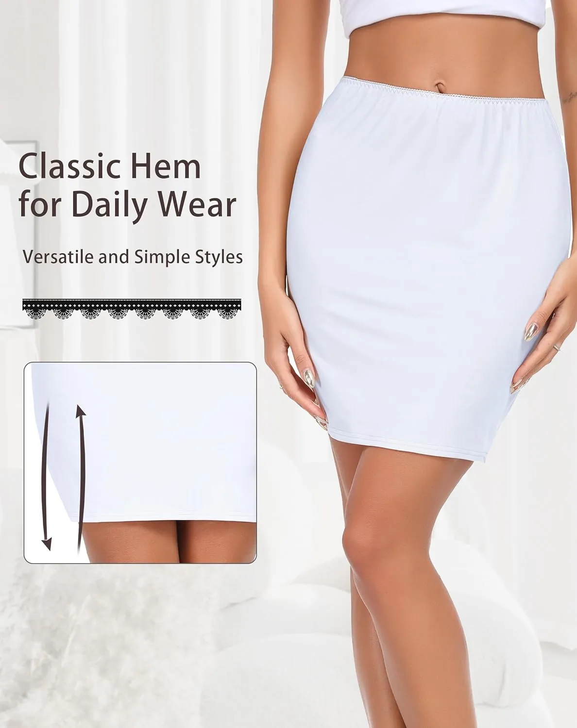 Vlazom Women's Half Slip for Under Dress Short Petticoat Above Knee Under Slips for Women Under Dresses Size S-XXL