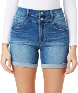 WallFlower Women's Sassy 5" Midi Denim Shorts High-Rise Insta Soft Juniors