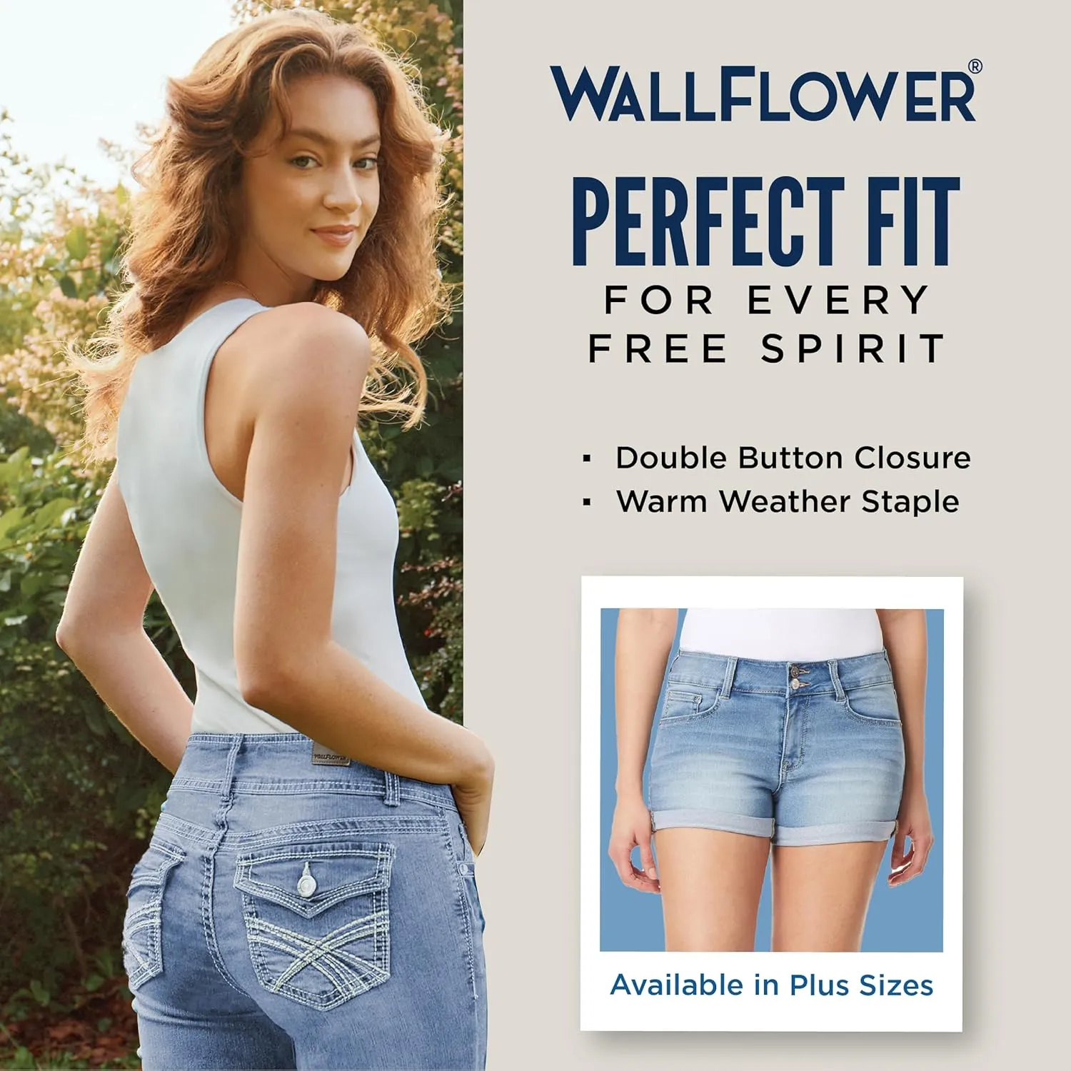WallFlower Women's Ultra Denim Shorts Mid-Rise Insta Soft Juniors (Standard and Plus)