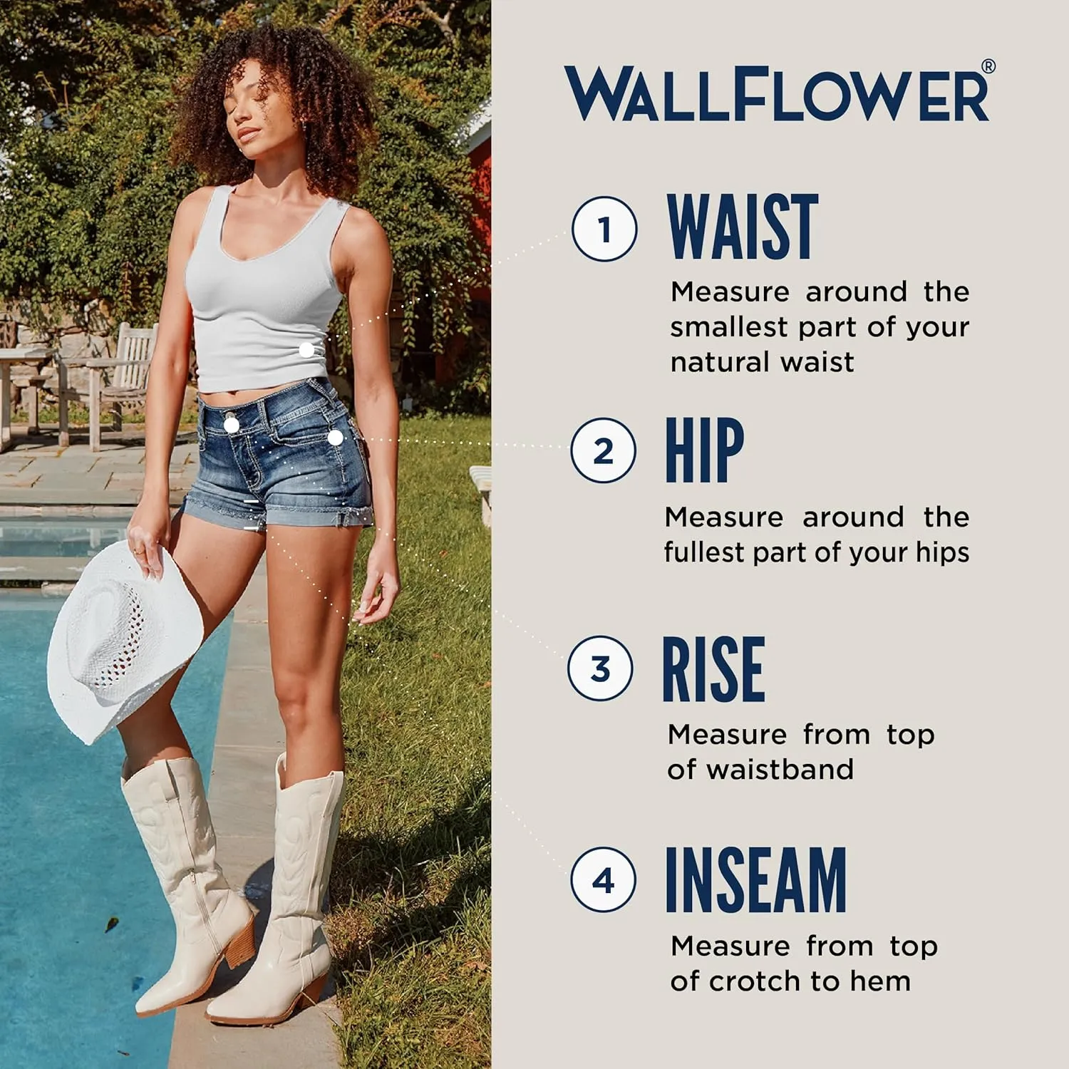 WallFlower Women's Ultra Denim Shorts Mid-Rise Insta Soft Juniors (Standard and Plus)