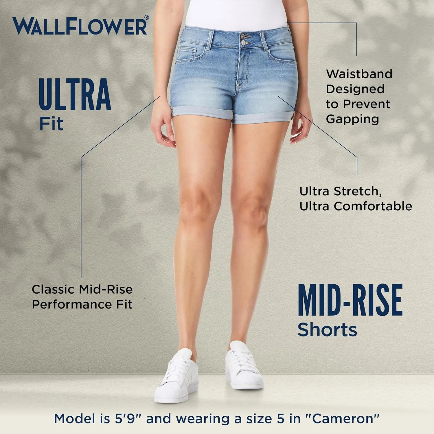 WallFlower Women's Ultra Denim Shorts Mid-Rise Insta Soft Juniors (Standard and Plus)