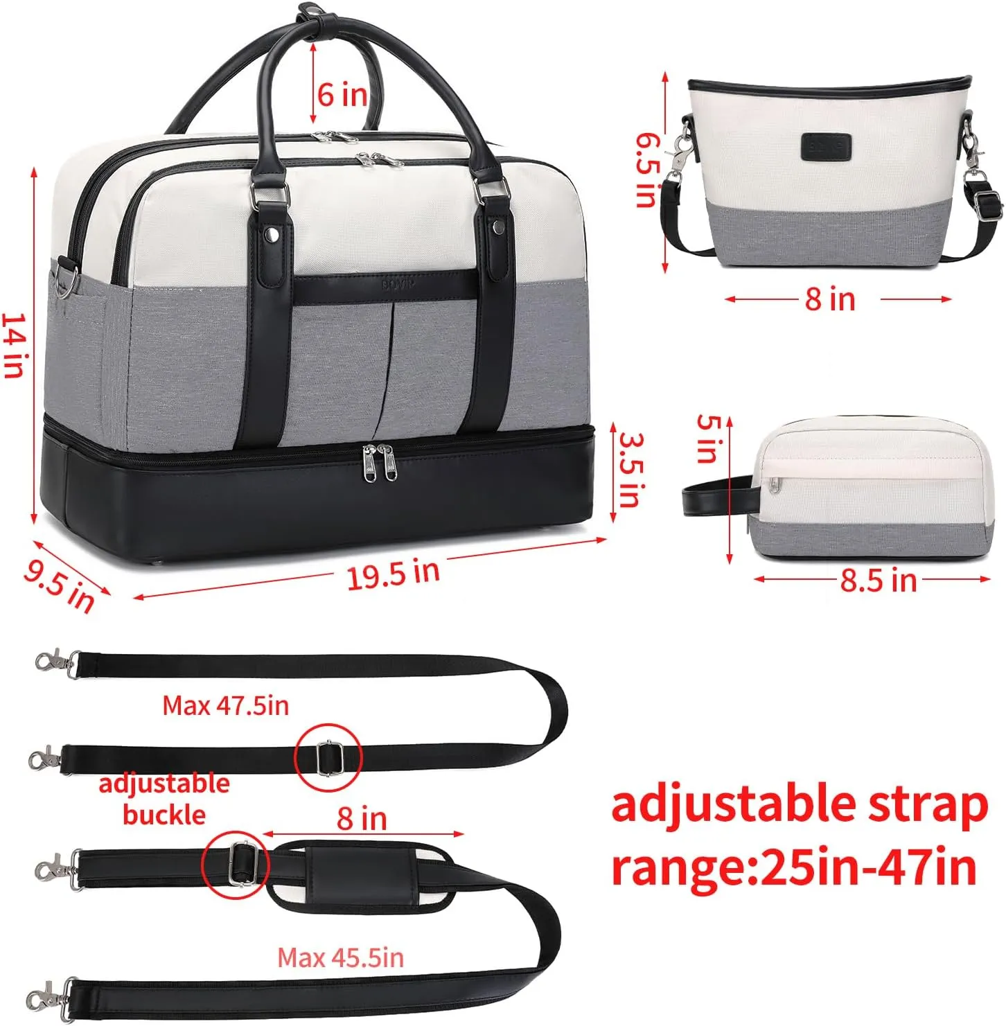 Weekender Bags for Women Overnight Bag Large Canvas Travel Duffel Bag with Shoe Compartment Carry On Tote Bag 3Pcs Set