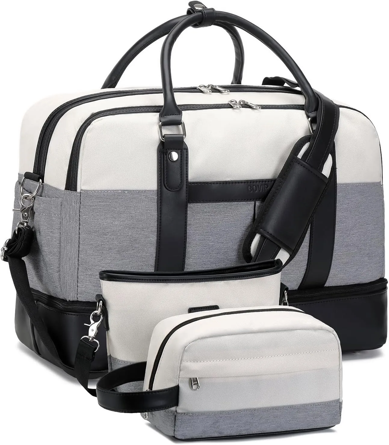 Weekender Bags for Women Overnight Bag Large Canvas Travel Duffel Bag with Shoe Compartment Carry On Tote Bag 3Pcs Set