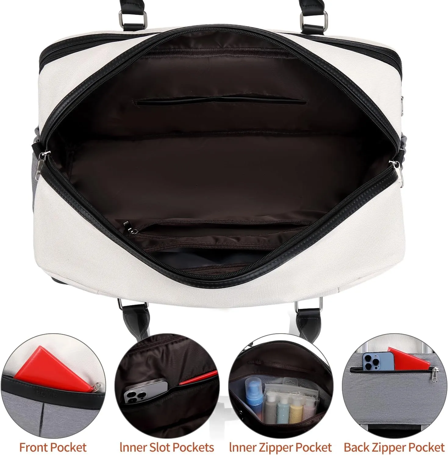 Weekender Bags for Women Overnight Bag Large Canvas Travel Duffel Bag with Shoe Compartment Carry On Tote Bag 3Pcs Set