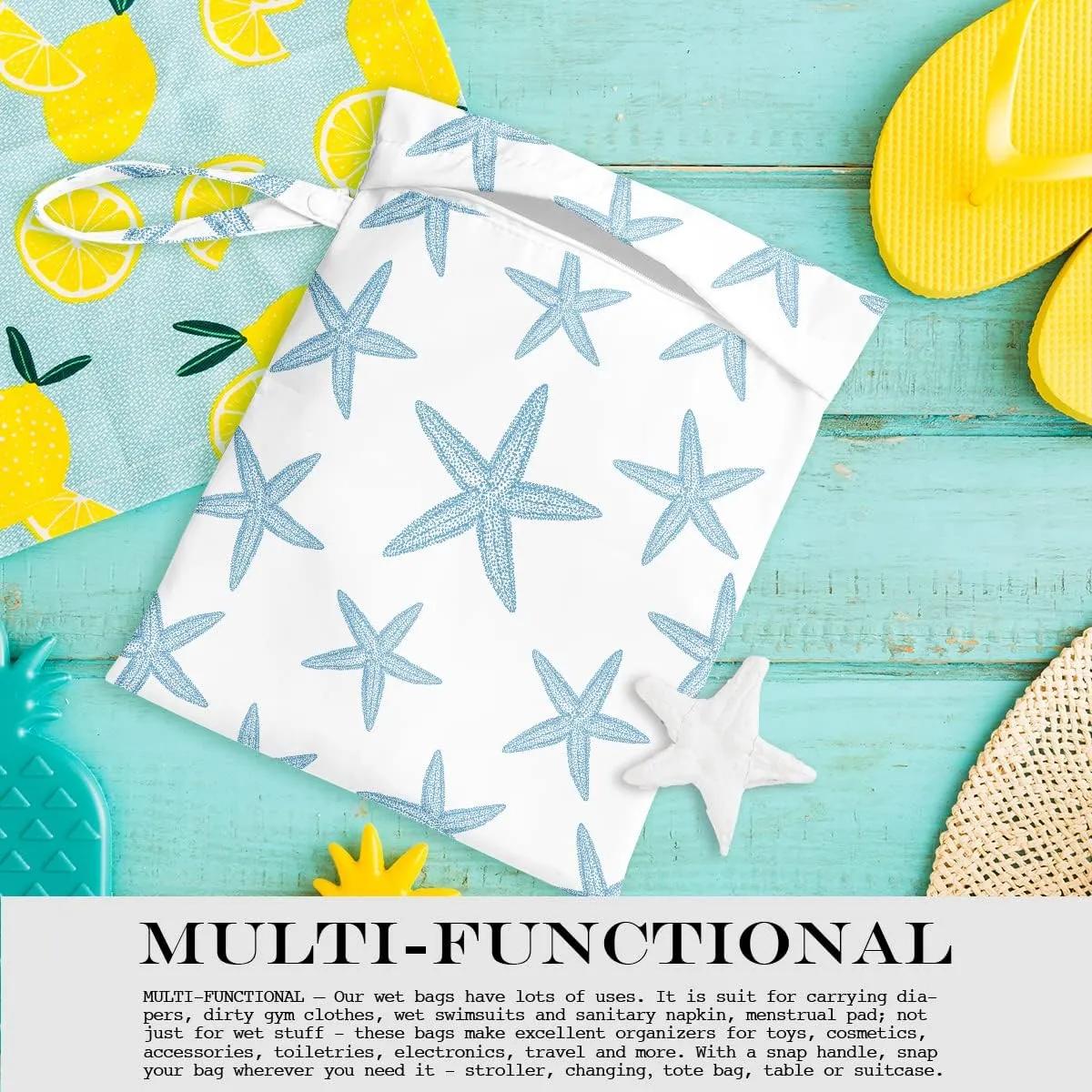 Wet Bag, Wet Dry Bag, Wet Bag for Swimsuit Travel Beach Pool Dirty Yoga Gym Clothes Makeup Bag Beach Wedding Supplies Waterproof Reusable Shell Pearl Starfish Gifts