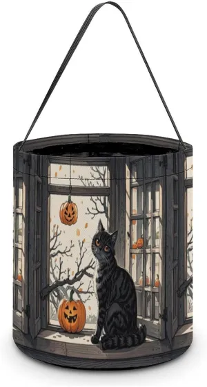 Window Squash Halloween Tote Candy Bag Candy Basket Candy Bucket Gift Bag for Halloween Party