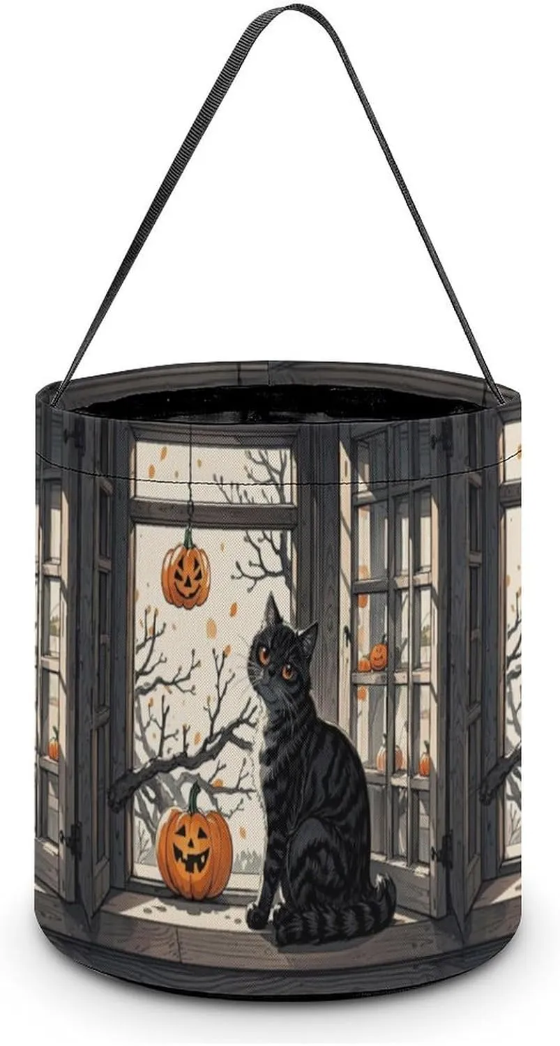 Window Squash Halloween Tote Candy Bag Candy Basket Candy Bucket Gift Bag for Halloween Party