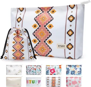 WLLWOO WLLWOO 2pcs Travel Make Up Bags-Cosmetic Bag Nylon Waterproof Large Wide Zipper Coin Purse Travel Toiletry Small Makeup Pouch For Women