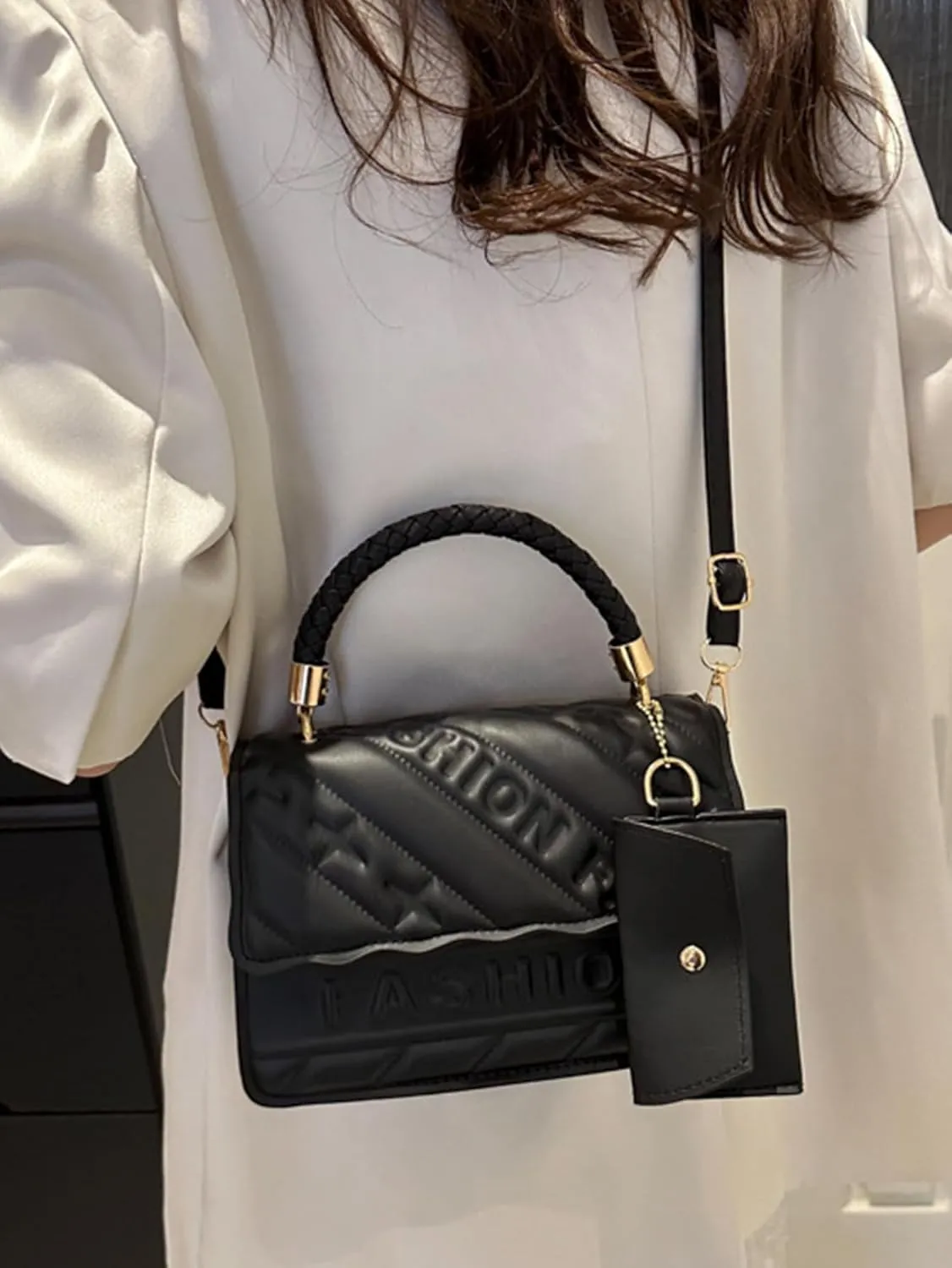 Women's 2 PCS Purses And Handbags Set Cute Clutch Saddle Crossbody Bags Shoulder Underarm Purse