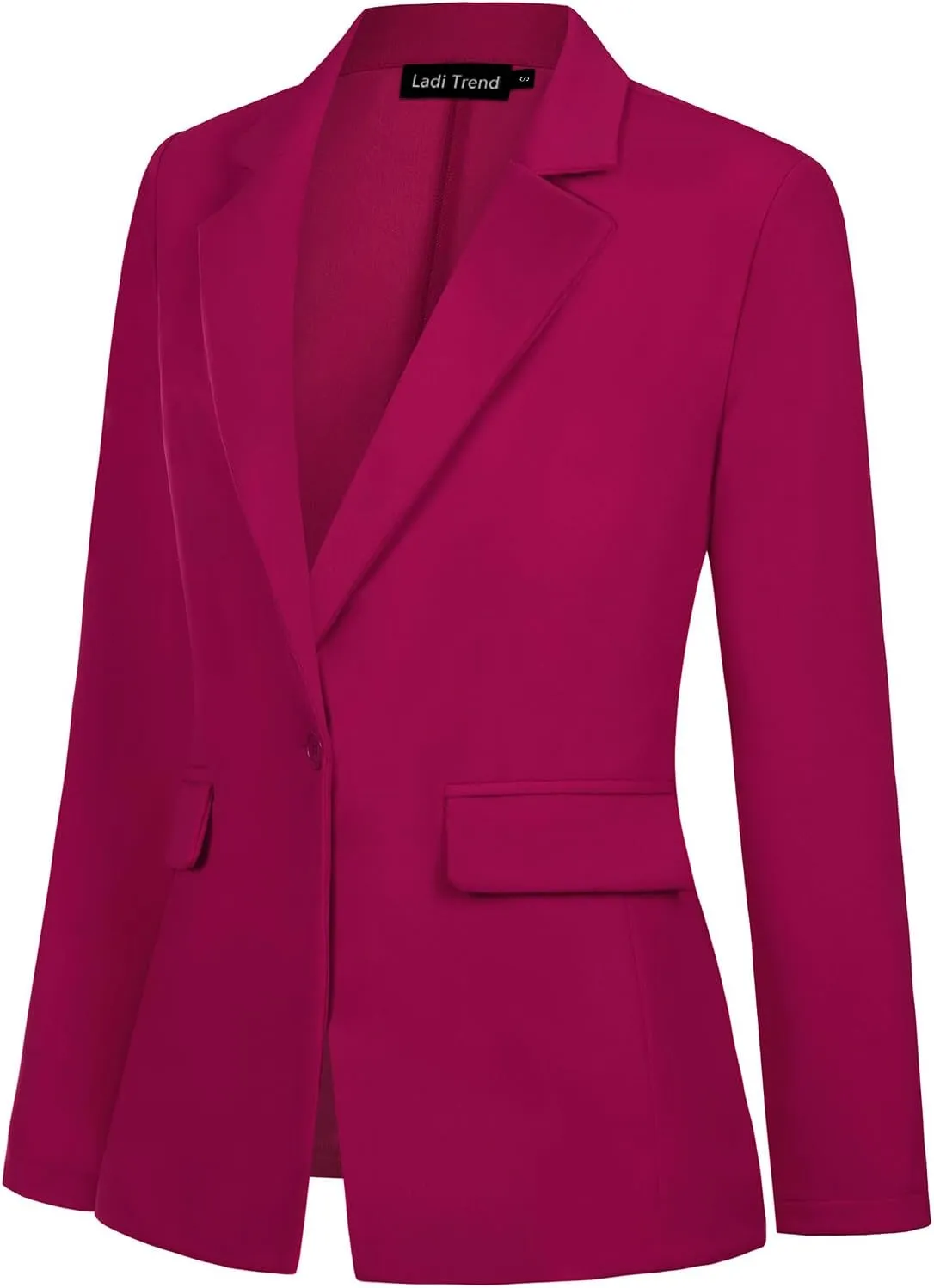 Womens Blazer One Button Jacket Suits Notched Lapel Casual Work Office Long Sleeve Blazer with Pockets