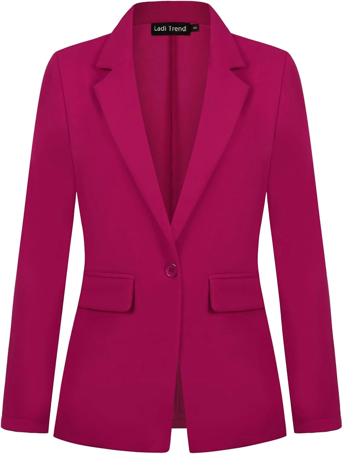 Womens Blazer One Button Jacket Suits Notched Lapel Casual Work Office Long Sleeve Blazer with Pockets