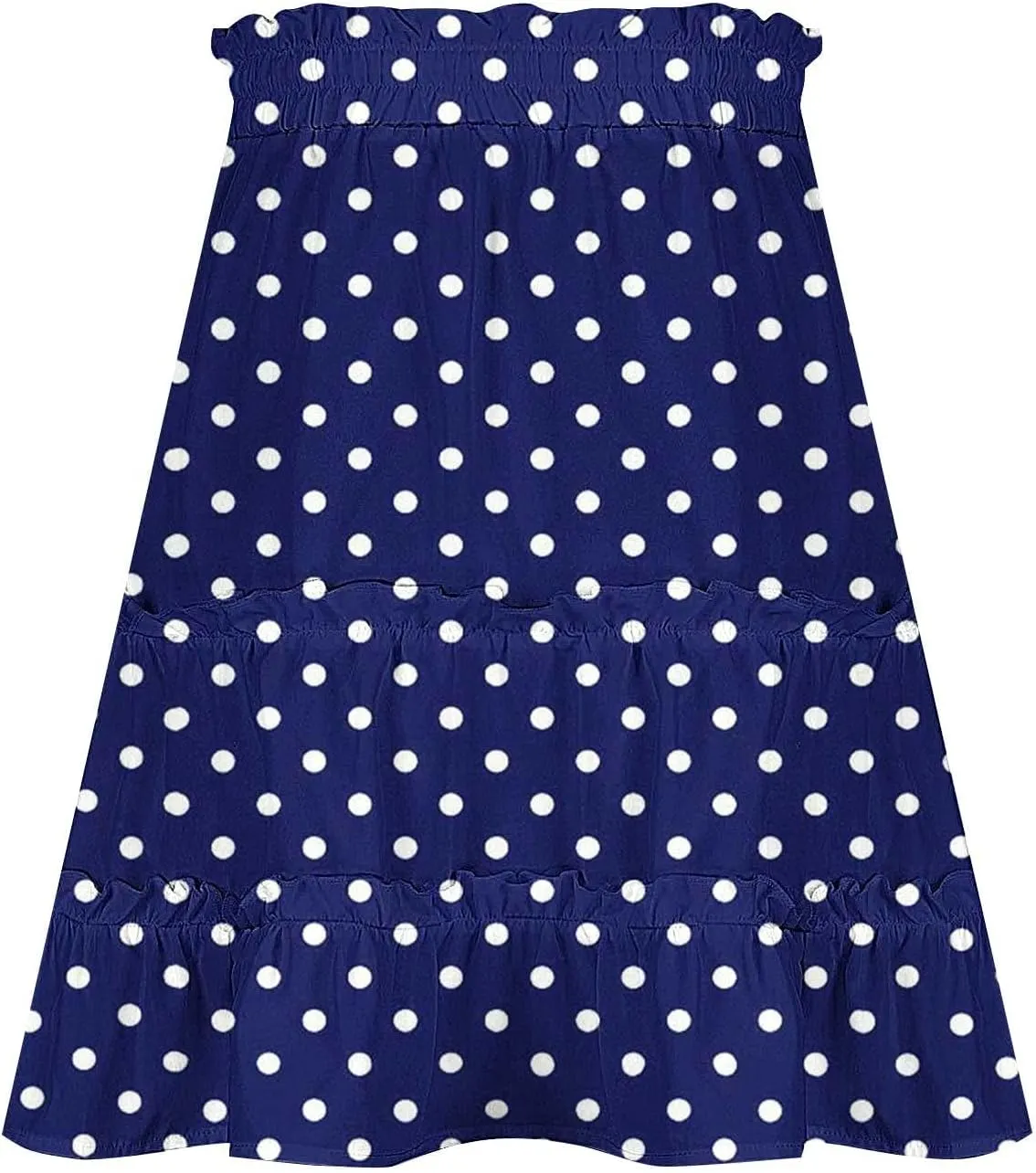 Women's Casual Summer Skirts High Waist Pleated Skirts A-Line Flowy Swing Tiered Skirt Polka Dots Beach Skirt